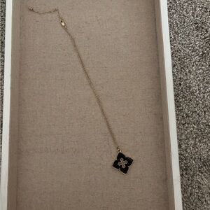 Gold and Black Clover Pendant Necklace